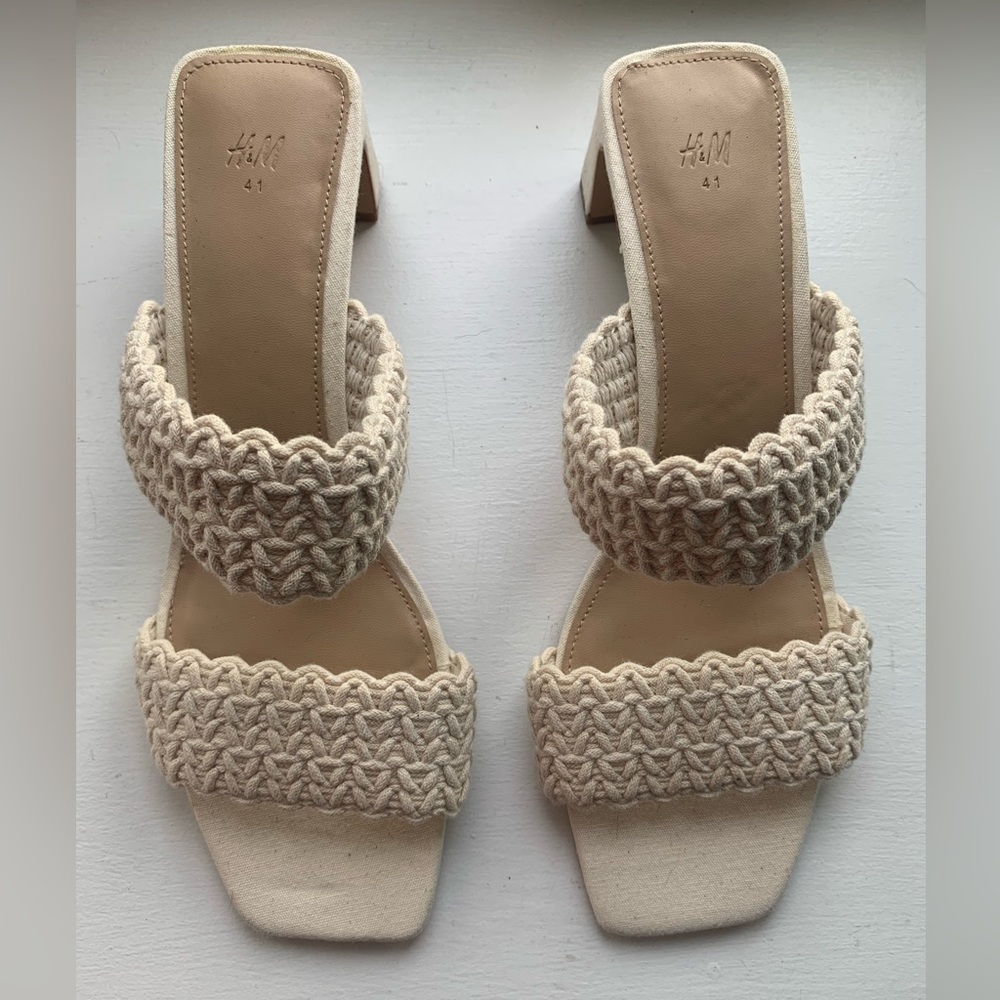 H&M knitted BoHo cream heels